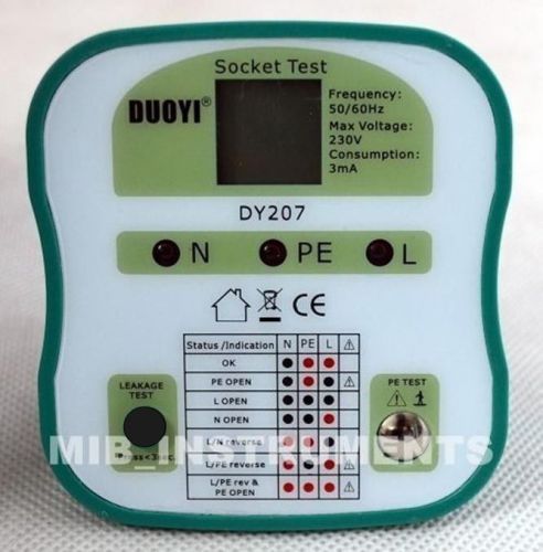 DY207 RCD ECLB Socket Tester Plug  New Version AC220V±10%  Green