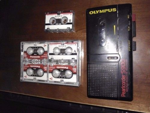 Olympus Pearlcorder S900 Microcassette Tape Recorder Player w/ (5) MC 60 Tapes