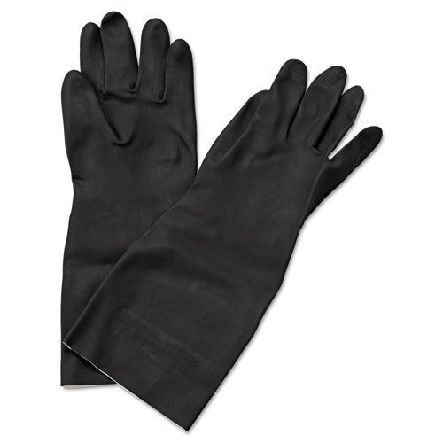 Neoprene Flock-Lined Gloves, Long-Sleeved, Medium, Black, 12 Pairs