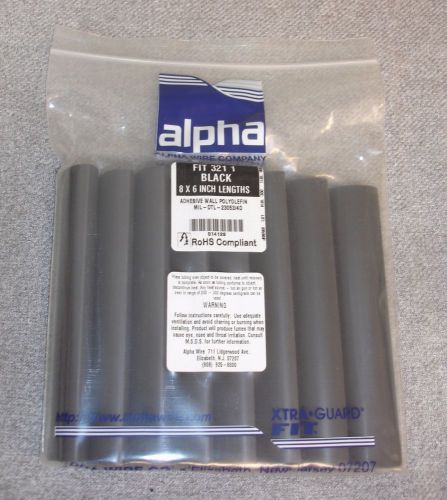 1&#034; Black Heat Shrink Tubing MIL-DTL-23053/4D Alpha FIT-321-1 Polyolefin Adhesive