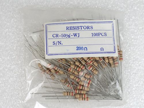 YAGEO DIGIKEY 100 pcs - 5% Carbon Film Resistors CR-50-1/2-WJ 200 ohm