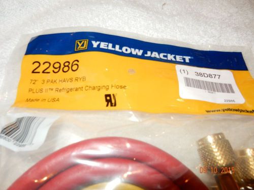 NEW YELLOW JACKET 22986 3 PACK 72&#034; REFRIGERATION HOSES WITH SealRight FITTINGS