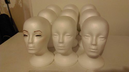 9 STYROFOAM FOAM MANNEQUIN MANIKIN for head wig display hat glasses