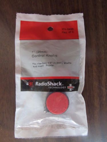 Radio Shack 1&#034; 25mm Control Knobs w/ Red Face #274-0433  NEW  Package of 2