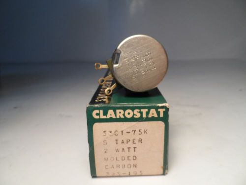 Clarostat 53C1 75K 2 Watt Molded Carbon S-Taper 10% Potentiometer
