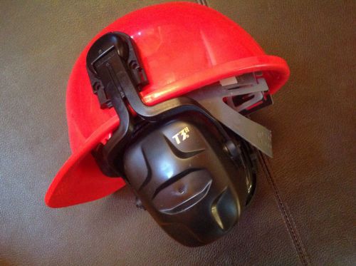 Howard leight thunder t3h black  noise blocking earmuffs with red hardhat for sale