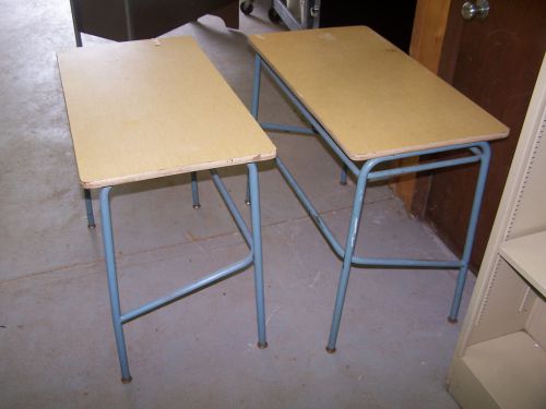 &#034;USED&#034;  LOT OF 2 -  33&#034;  LAMINATE TOP /METAL BASE TABLES    - PICKUP ONLY