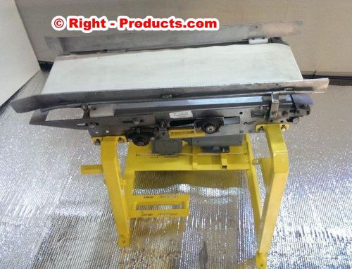 Adjustable motorized belt transfer conveyor 12&#034; x 38&#034; with 3.5&#034;h guide rails for sale