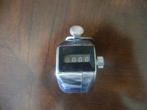 Vintage LION Brand Chrome 4-Digit Hand Tally Counter 0-9999 Made in Japan