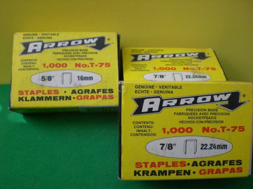 ARROW T75 5/8&#034; x 900 &amp; T75 7/8&#034; x 2000 Staples Made in USA