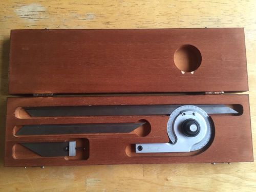 Starrett No. C359 Universal Vernier Bevel Protractor w/ Wood Case Machinist Tool