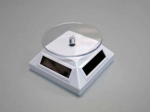 White Rotating Solar Powered Turntable Retail Display Stand for Jewelry Phone