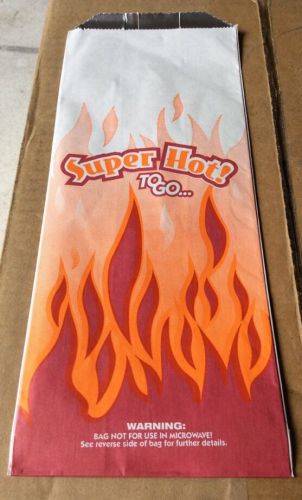 500 Super Hot Food Foil Line To Go Bag Qt Size 12&#034;x5&#034;x3.75&#034; Cool Flamed Design