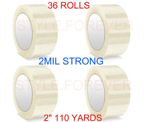 36 Rolls-2&#034;x110 Yards(330&#039; ft)–Box Carton Sealing Packing Package Tape 2 MIL