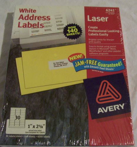 4200 AVERY WHITE ADDRESS LABELS 1&#034; X 2 5/8&#034;, #6241, 140 SHEETS