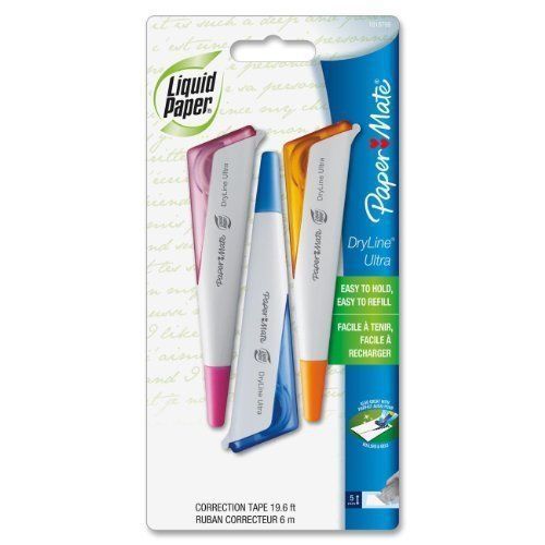 Liquid Paper DryLine Ultra Correction Tape -Pen Style -3/Pk-Assorted- PAP1818799