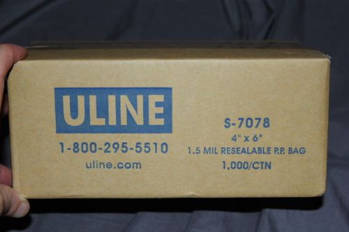 1000 4&#034; x 6&#034; ULINE Bags 1.5 Mil Clear Resealable Poly S-9818 or S-7078