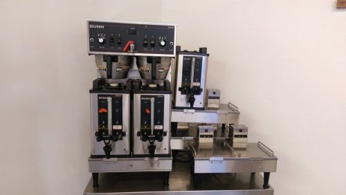 Bunn dual sh commercial coffee brewer w/ 3 servers, 3 warmers &amp; 8 drip trays for sale