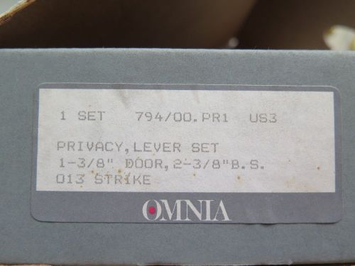New Omnia Privacy Levers Set 794/00.PR1 US3 Polished Brass 013 Strike