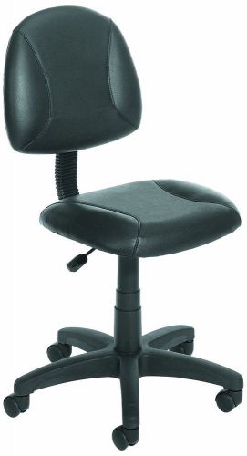 Boss Leather Plus Posture Padded Office Home Task Chair Without Arms, Black New