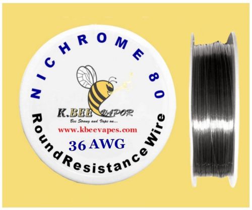 Nichrome 80 36 Gauge AWG Round Wire 100ft Roll, 26 Ohms/ft Resistance