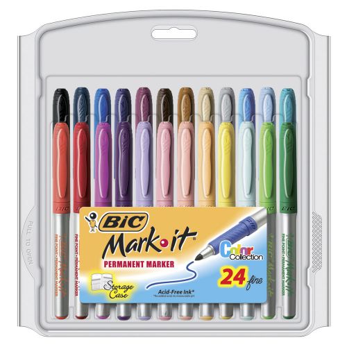 Bic Mark-It Permanent Markers Fine Point 24/Pkg-Assorted