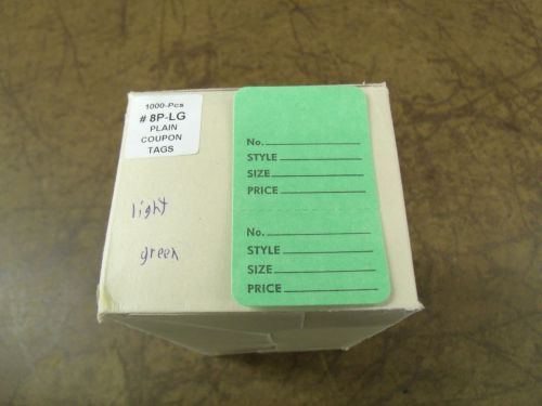Bulk-Lot-box of  1,000 unstrung price tags .-hang tags-perforated-light green