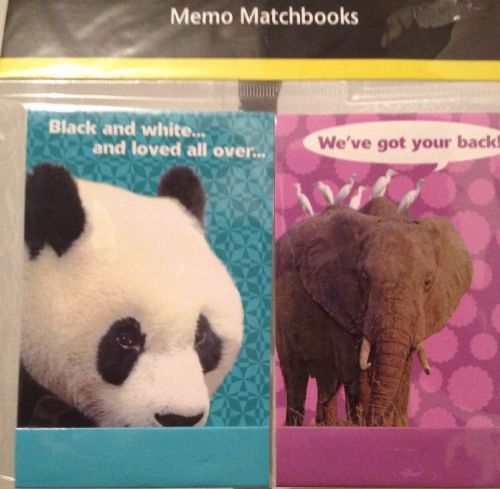 Panda Bear &amp; Elephant New 3&#034; x 5&#034; 2 Count National Geographic Memo Matchbooks