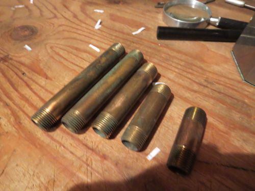 1/2&#034; brass nipples , red brass grade A lot of 5 salvage