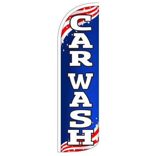 Car Wash Patriotic Windless Swooper Flag Jumbo Full Sleeve Banner + Pole USA