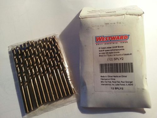 (12) bits,  no. #1 westward 5ply2 jobber drill bit, hss, black oxide .2280 dia. for sale