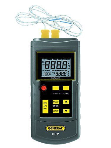 General tools &amp; instruments dt62 digital thermocouple thermometer  dual channel for sale