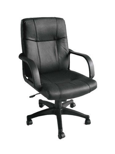 &#034;Madison&#034; Leather Executive Office Chair w/ Black Base &amp; Gas Lift &amp; Tilt w/ Lumb