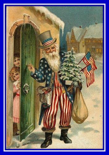 30 Custom American Santa Personalized Address Labels