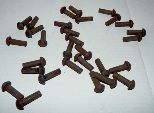 Lot of 30 Solid Steel Round Head Rivets 5/16&#034; x 1&#034; Blacksmithing Metalworking