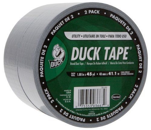 Duck Brand 1118395 Utility Grade Duct Tape  1.88-Inch by 45-Yard  Silver  2-Pack