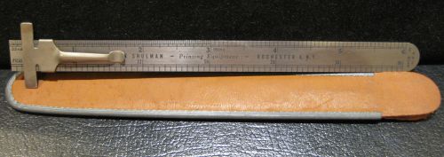 Vintage stanless steel Schulman 6&#034; / 36 picas printers depth gauge w/ sheath