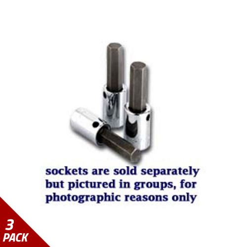 S K Hand Tools 1/2&#034; Hex Bit Socket, Long, 1/2&#034; Drive [3 Pack]