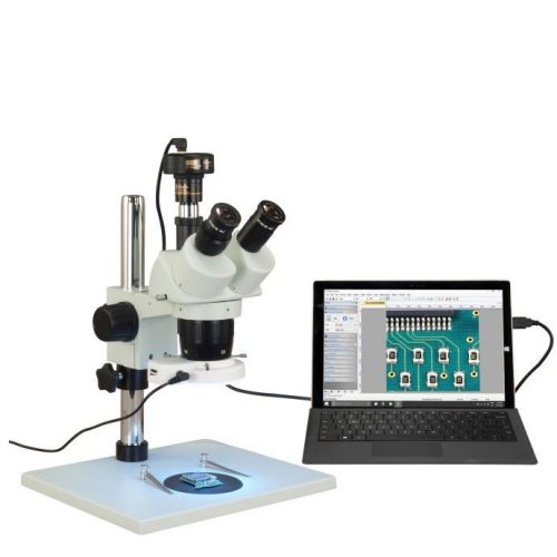 Trinocular 5X-10X-15X-30X 5MP USB Stereo Microscope Table Stand 56 LED Light