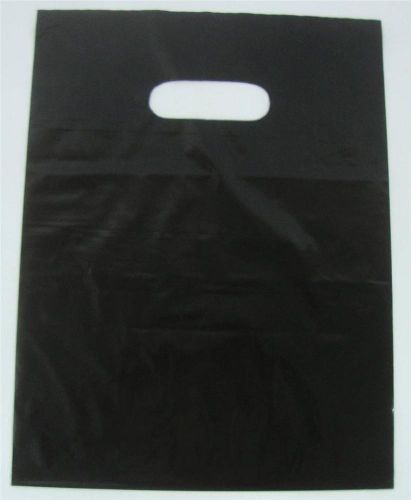 500 Qty. 12&#034; x 3&#034; x 18&#034; Black High-Density Plastic Merchandise Bag w /  Handle