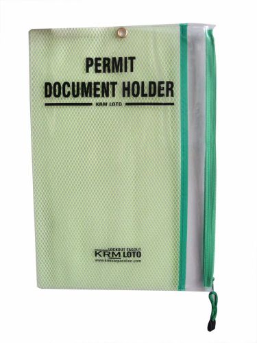 Lockout permit document holder two pockets green for sale