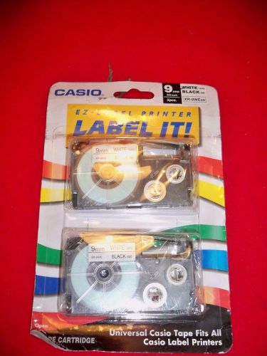 CASIO EZ-LABEL IT TAPE CARTRIDGES 9MM  WHITE TAPE/BLACK INK XR-9WE2S BRAND NEW