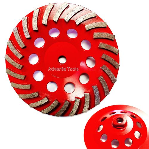 7” spiral turbo diamond grinding cup wheel for concrete 24 seg - 5/8”-11 threads for sale