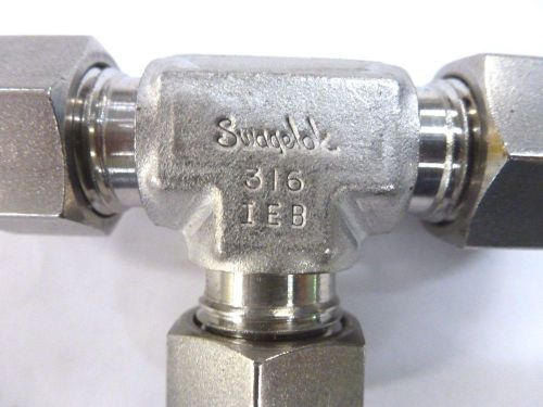 SS Swagelok Tube Fitting, Union Tee, 3/8 in. Tube OD   SS-600-3