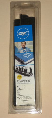 GBC Bindings 10 Black 1&#034; Diameter Combs Bind Up To 220 Sheets IBCO Compatible