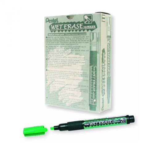 OFFICAL Pentel SMW26 Wet Erase Chisel Point Marker (12pcs) - Green FREE SHIP