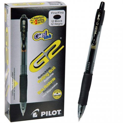 NEW 12 Pilot G2 Black Fine 0.7 MM Rollerball Pens Free Shipping