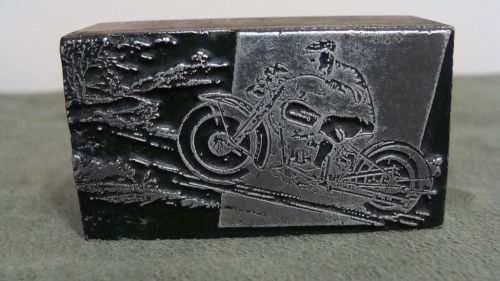 Rare Old Vintage Harley Davidson Motorcycle Up Hill Logo Printing Type Block