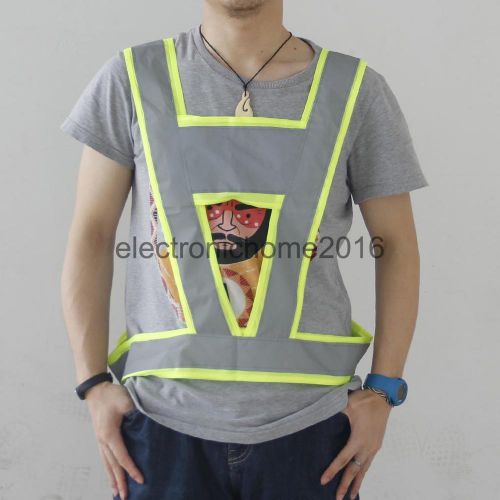MagiDeal Visibility Safety Vest Coat Gray Reflective Strips Fluorescent