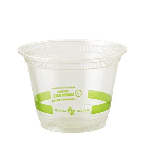 World centric cp-cs-9q compostable ingeo squat cups, 9 oz, clear (pack of 1000) for sale